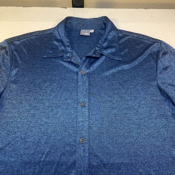 Y2K 90S NO FEAR Shiny Blue Short Sleeve SHIRT Sz Mens XL Retro Cali Skater - Picture 2 of 5